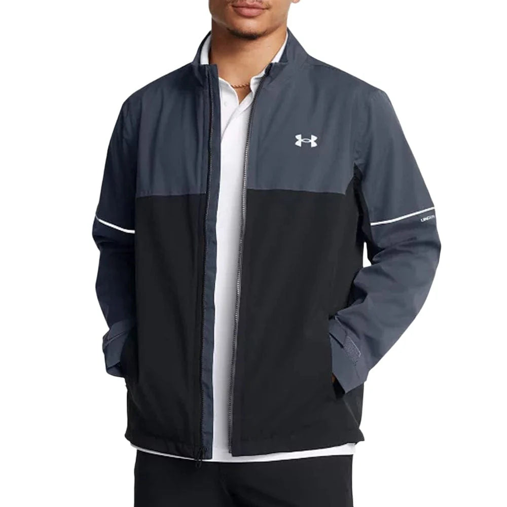 Under Armour Mens Drive Rain Jacket Downpour Gray/Black/Metallic Silver