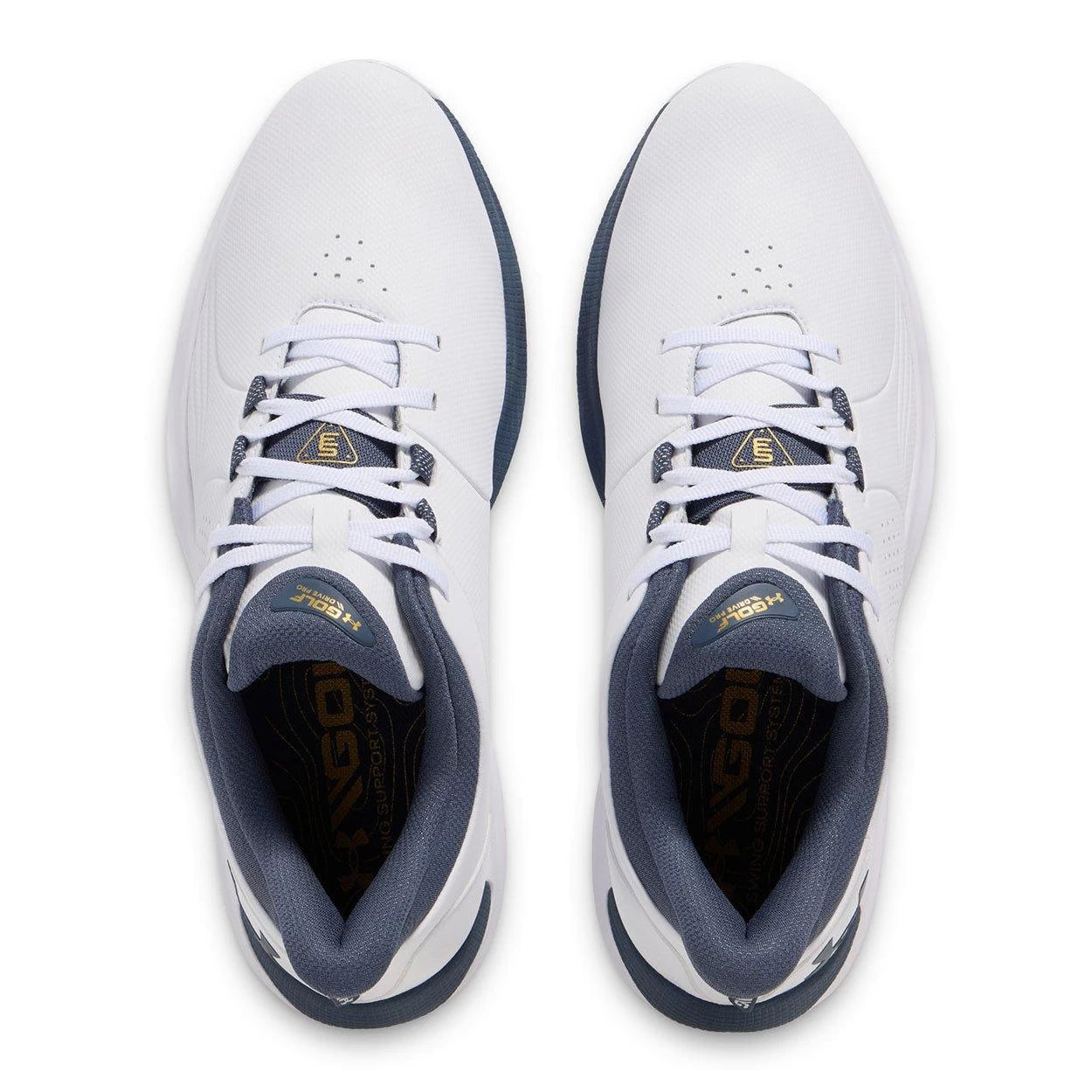 Under Armour Mens UA Drive Pro Wide Golf Shoes - White/Yellow
