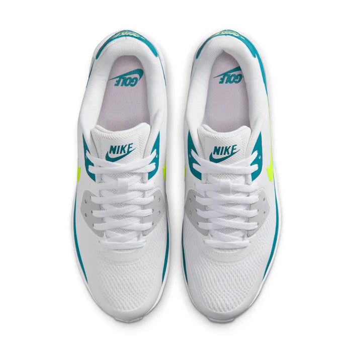 Nike Air Max 90 G Golf Shoes - White/Volt/Bright Spruce