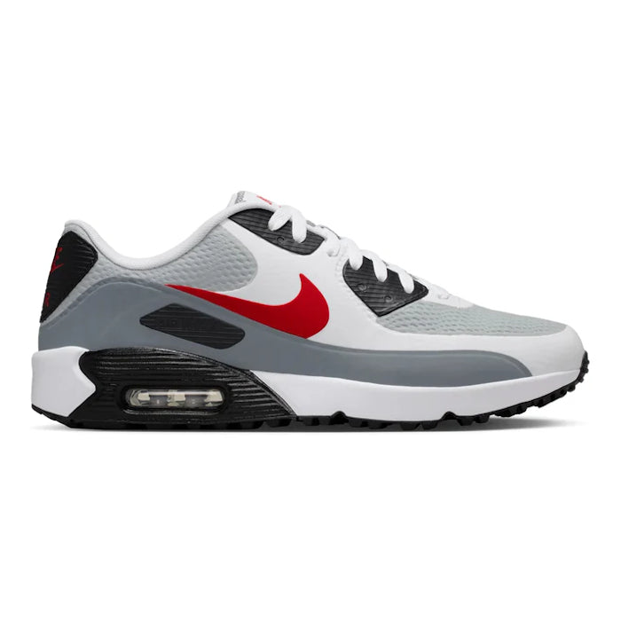 Nike Air Max 90 G Golf Shoes - White/Fire Red/Smoke Grey