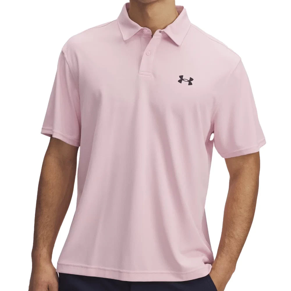 Under Armour Mens T2g Pique Polo Shirt Prime Pink/Midnight Navy