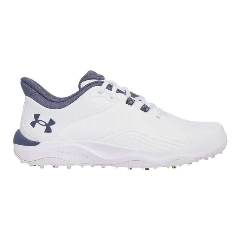 Under Armour Mens UA Drive Pro SL Wide Golf Shoes - White/Grey/Gold