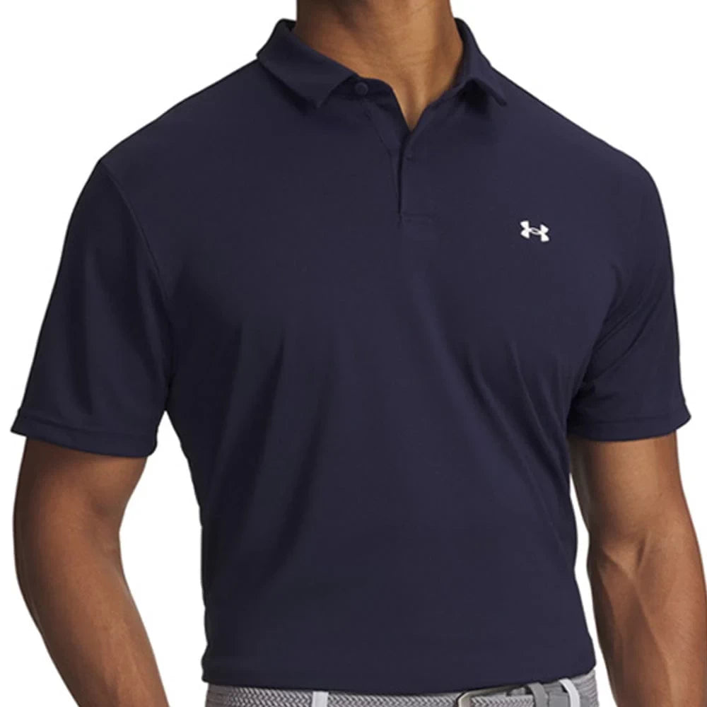 Under Armour Mens T2g Pique Polo Shirt Midnight Navy/White