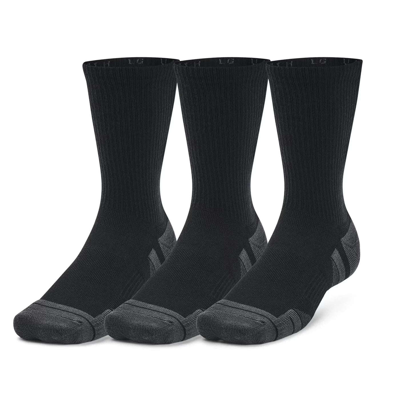Under Armour Mens HeatGear Crew 3 Pack Socks Black/Steel