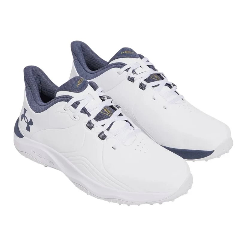 Under Armour Mens UA Drive Pro SL Wide Golf Shoes - White/Grey/Gold
