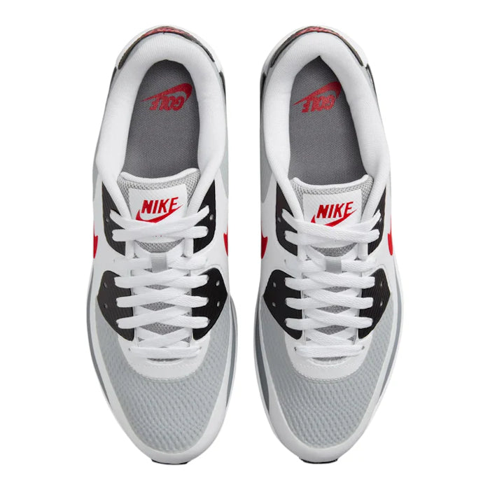 Nike Air Max 90 G Golf Shoes - White/Fire Red/Smoke Grey