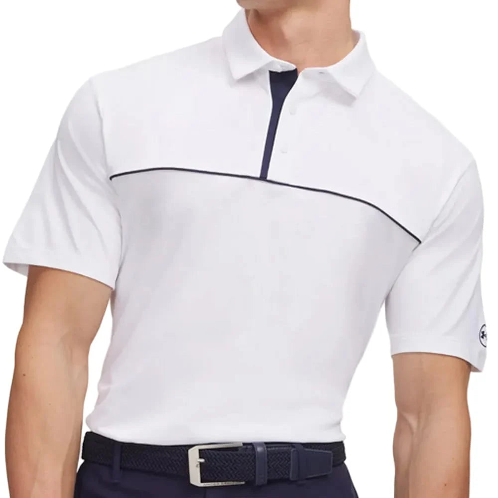 Under Armour Mens ArmourDry Horizon Polo Shirt White/Midnight Navy