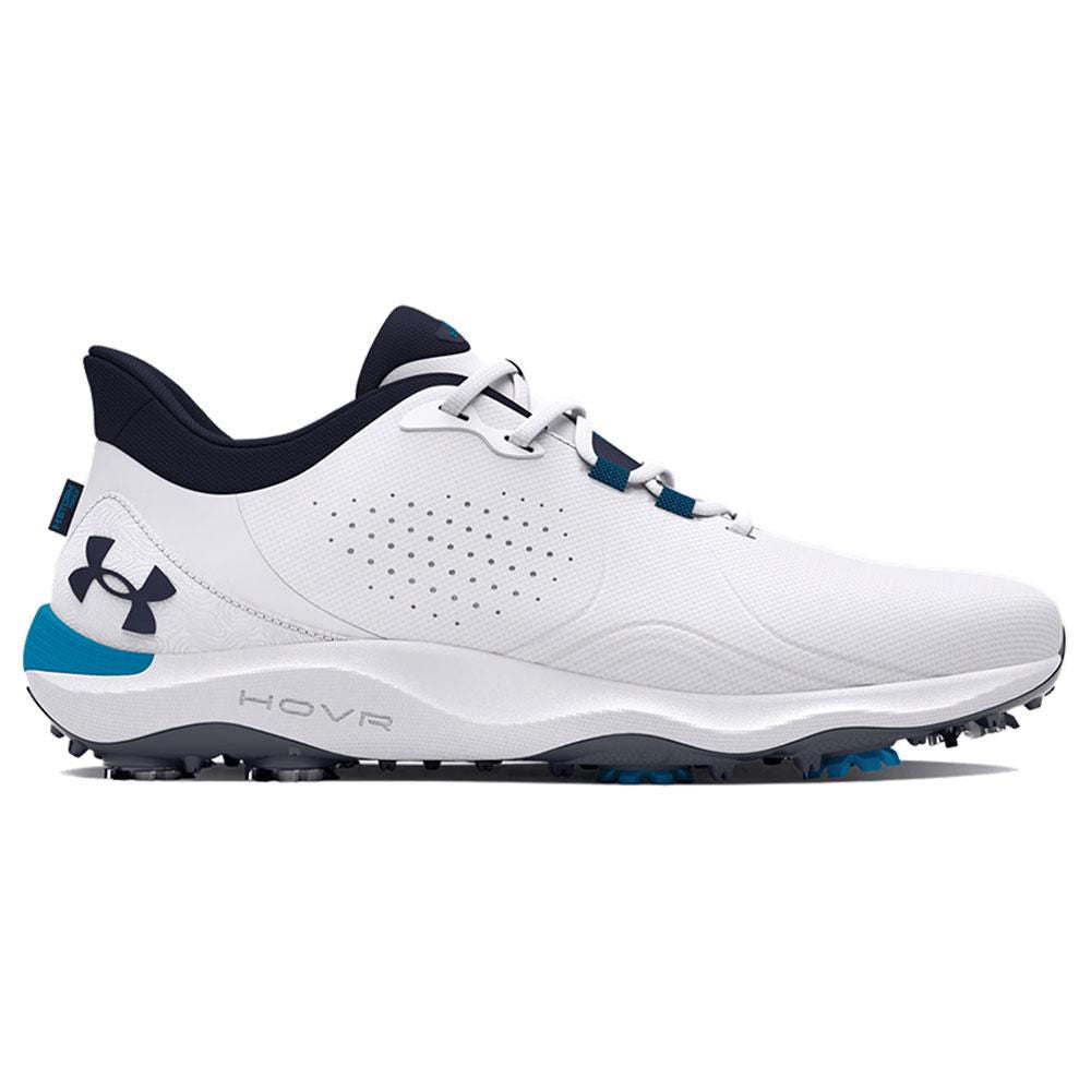 Under Armour Mens UA Drive Pro Wide Golf Shoes - White/Capri/Navy