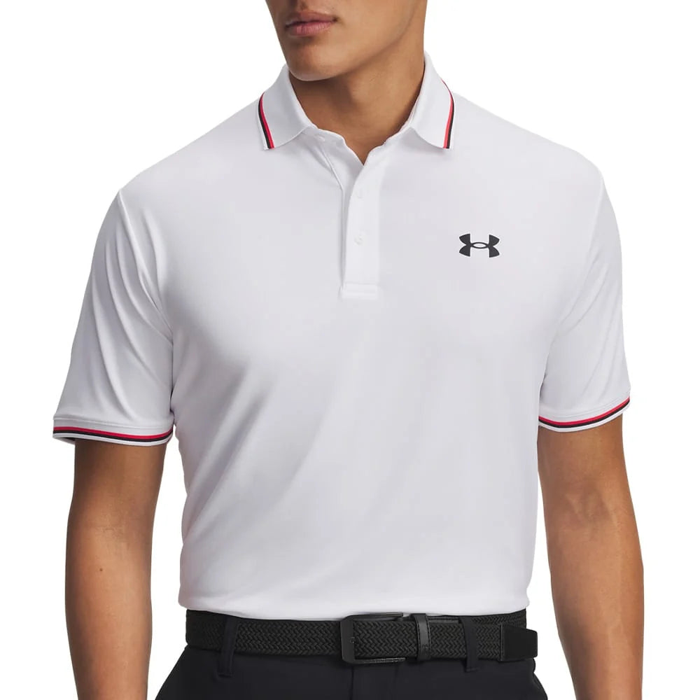 Under Armour Mens Playoff 3.0 Rib Polo Shirt White/Racer Red/Black