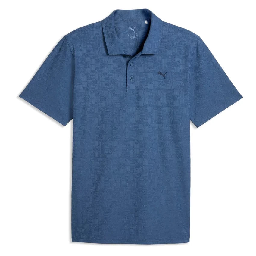 Puma Mens MATTR Deco Jacquard Polo Shirt Dark Indigo
