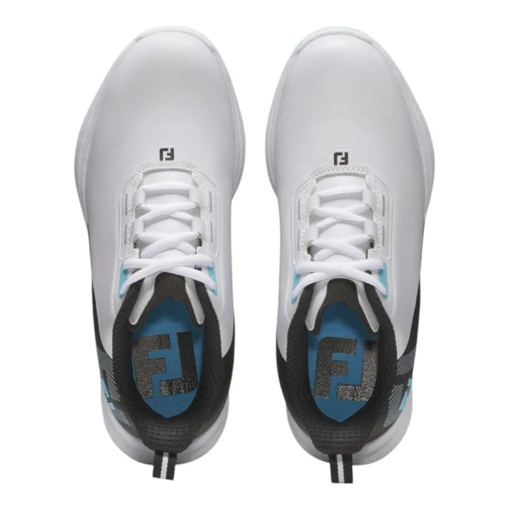 Footjoy FJ Fuel Junior Golf Shoes - White/Black/Blue