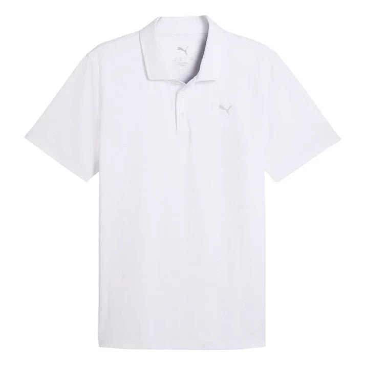 Puma Mens MATTR Deco Jacquard Polo Shirt White Glow