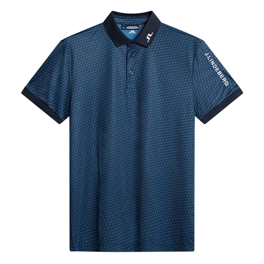 L.Lindeberg Mens Tour Tech Print Polo Shadow Bridge