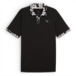 Puma Mens Modalon Floral Rib Polo Shirt - LC PUMA Black-Rose Blossom