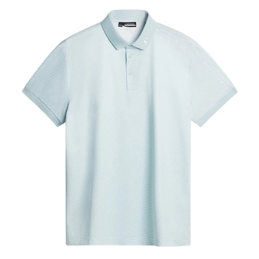L.Lindeberg Mens Tour Tech Print Polo Shadow Bridge Winter Sky