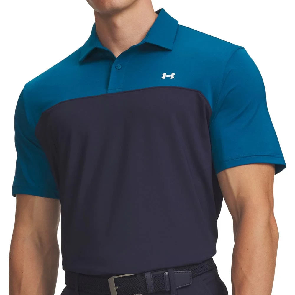 Under Armour Mens T2g Colorblock Polo Shirt Varsity Blue/Midnight Navy/White
