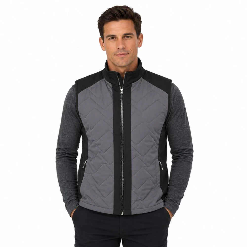 Island Green Mens Quilted Performance Vest Charcoal/Black