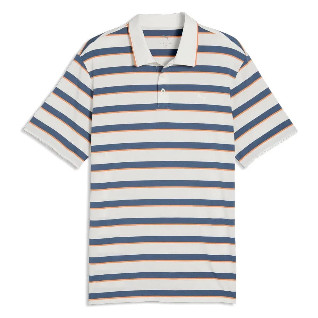 Puma Mens Cloudspun Stripe Polo Shirt White/Dark Indigo