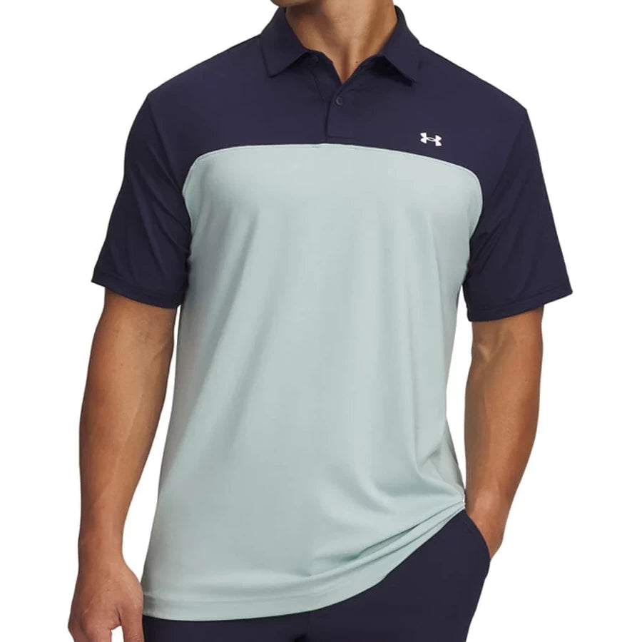 Under Armour Mens T2g Colorblock Polo Shirt Enamel Blue/Midnight Navy/White