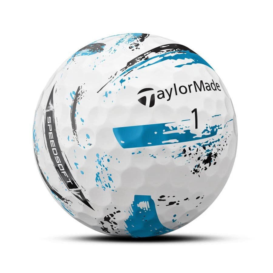 TaylorMade SpeedSoft Ink Golf Balls - 1 Dozen White/Blue