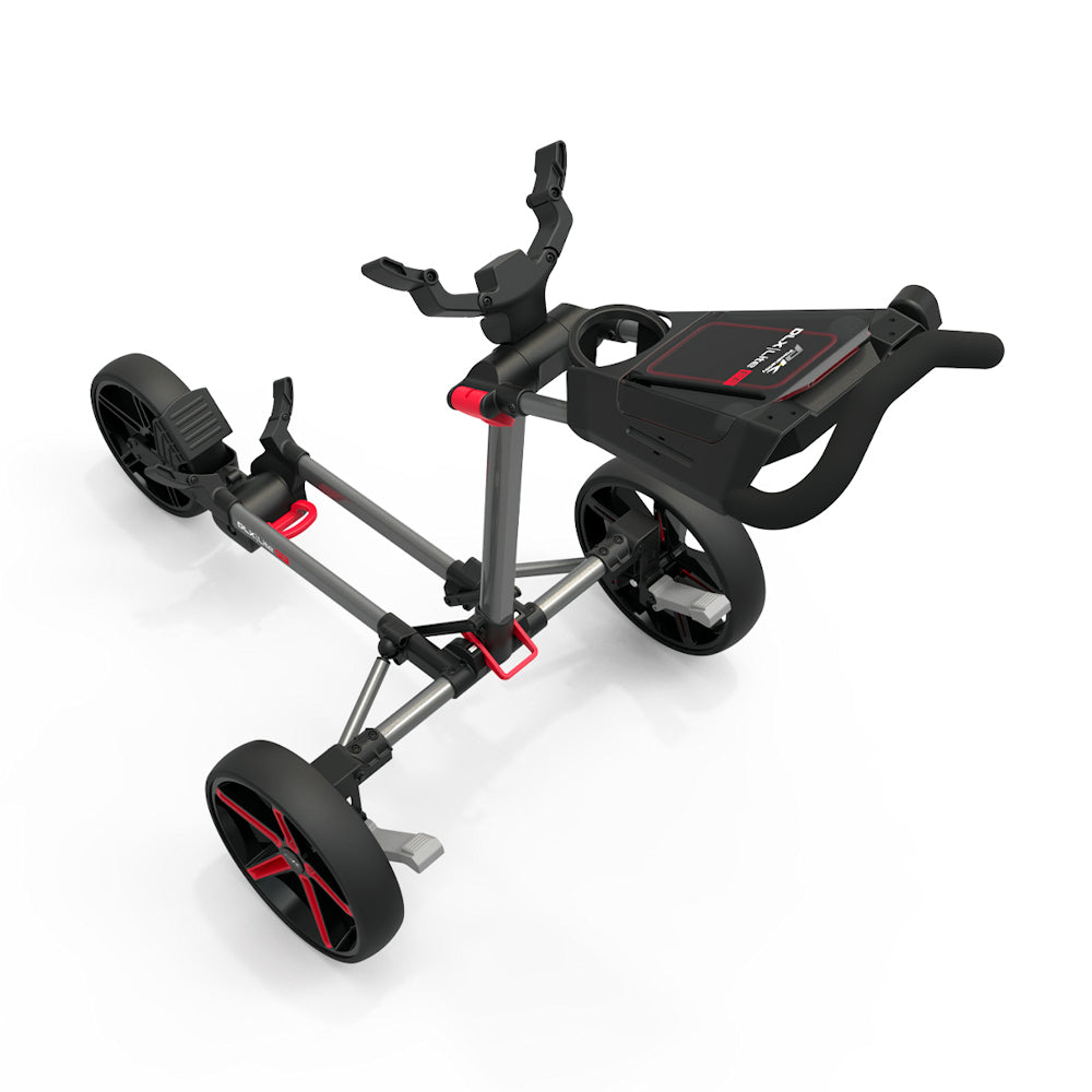 Powakaddy DLX-Lite FF Push Golf Cart - Gunmetal with Red Trim
