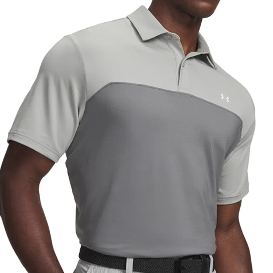Under Armour Mens T2g Colorblock Polo Shirt Titanium/Clay Green/White