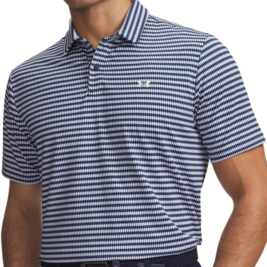 Under Armour Mens T2g Printed Polo Shirt Midnight Navy/White/Midnight Navy