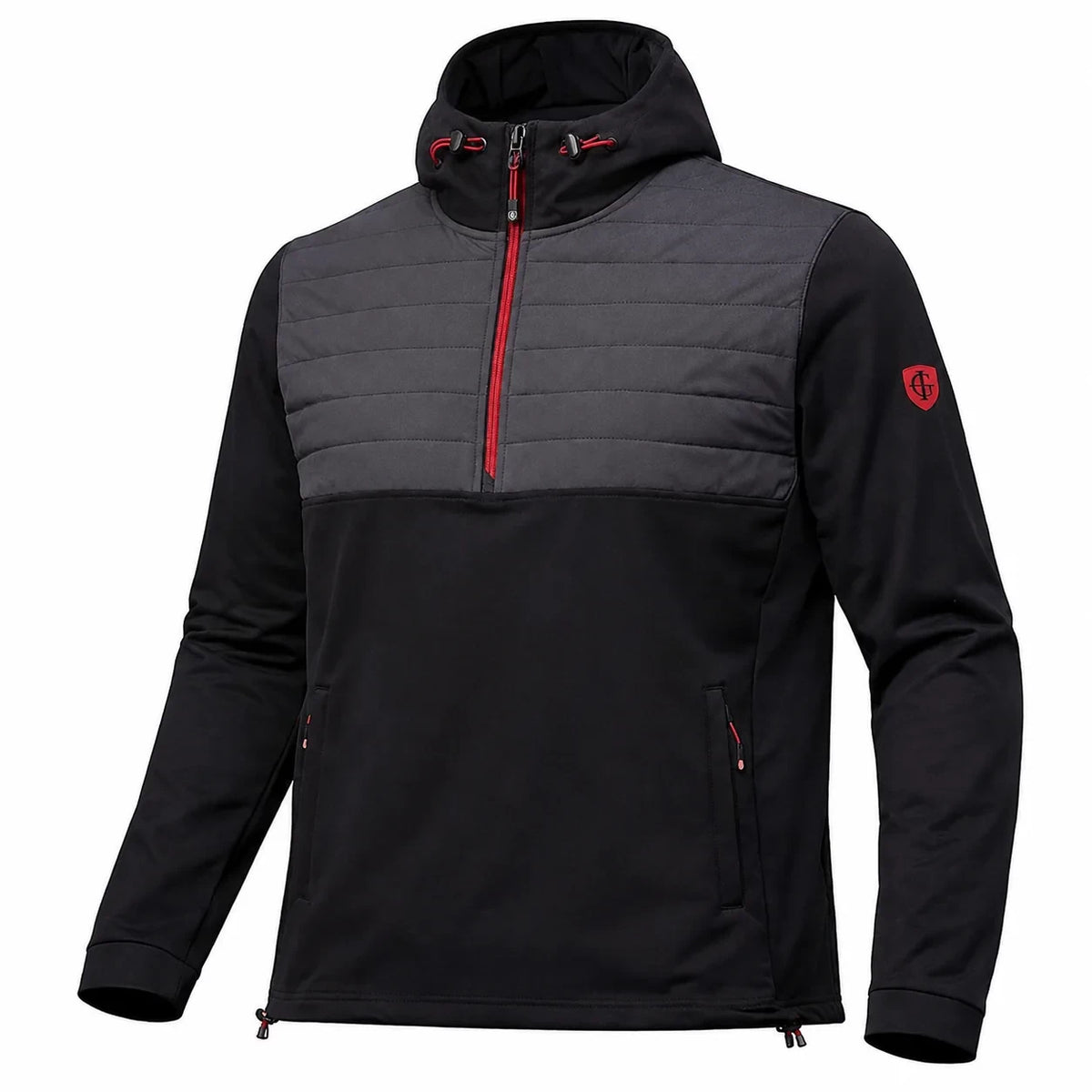 Island Green Mens Padded Technical Hoody Black/Charcoal