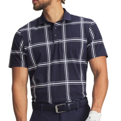 Under Armour Mens ArmourDry Printed Polo Shirt Midnight Navy/White/Varsity Blue
