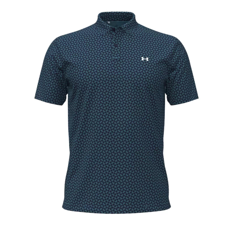 Under Armour Mens T2g Printed Polo Shirt Midnight Navy/Boundless Blue/White