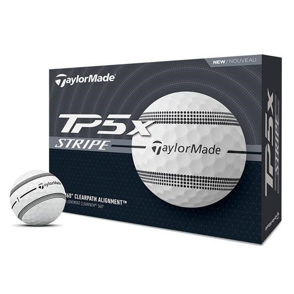 TaylorMade TP5x Stripe Golf Balls 1 Dozen (White)