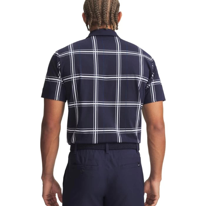 Under Armour Mens ArmourDry Printed Polo Shirt Midnight Navy/White/Varsity Blue