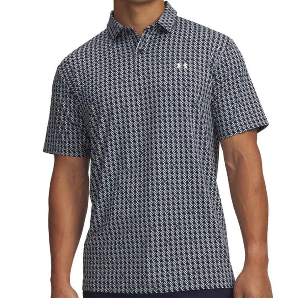 Under Armour Mens T2g Printed Polo Shirt Midnight Navy/Enamel Blue/White