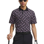 Under Armour Mens ArmourDry Printed Polo Shirt Black/Posh Pink/White