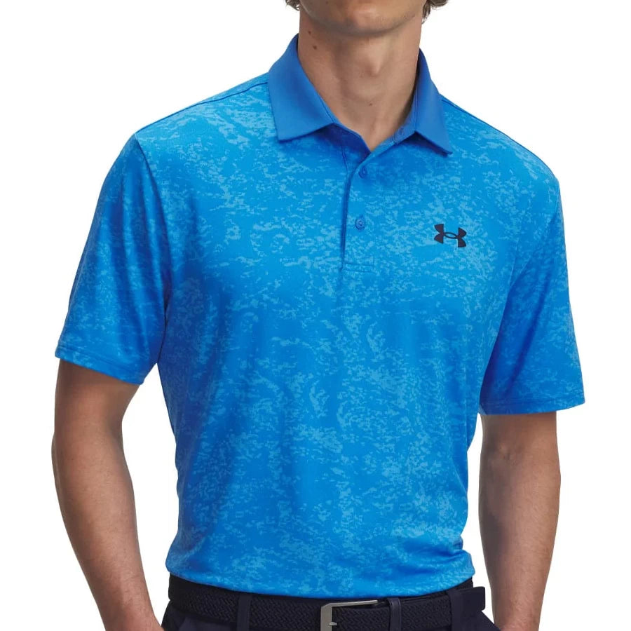 Under Armour Mens Playoff 3.0 Printed Polo Shirt Blue Atlantis/Viral Blue/Midnight Navy