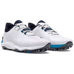 Under Armour Mens UA Drive Pro Wide Golf Shoes - White/Capri/Navy