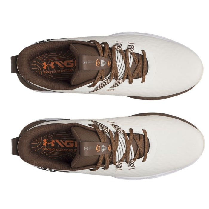 Under Armour Mens Drive Pro Clone SL Golf Shoes - Stone/Gridiron Brown/Metallic Gun Metal