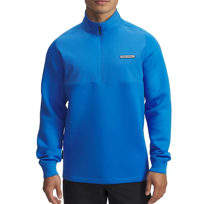 Under Armour Mens Drive Pro Hybrid Half Zip Mid Layer Blue Atlantis / Black