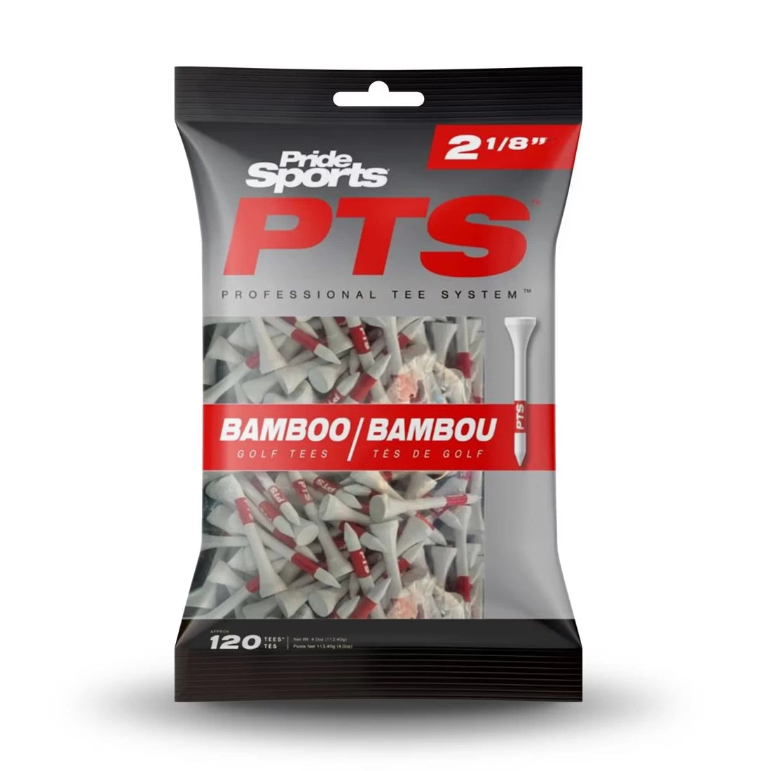 Pride Pts Tees 2.125 Inch Bamboo 120 Pack Red