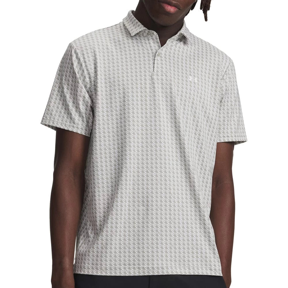 Under Armour Mens T2g Printed Polo Shirt Lg Titanium/White/White