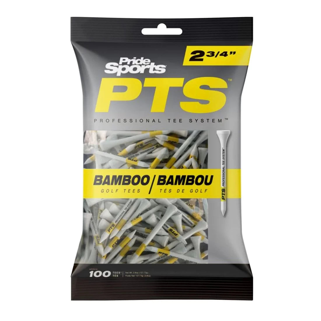 Pride Pts Tees 2.75 Inch Bamboo 100 Pack Yellow