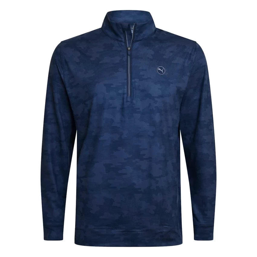 Puma Mens Cloudspun Camo ¼ Zip Mid Layer Deep Navy