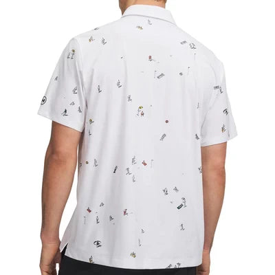 Under Armour Mens ArmourDry Printed Polo Shirt White/Rack Green/Black