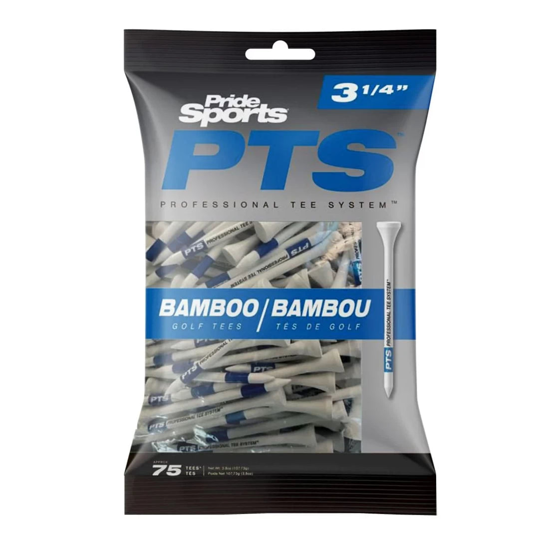 Pride Pts Tees 3.25 Inch Bamboo 75 Pack Blue