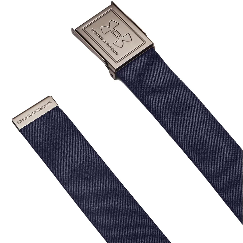 Under Armour Mens Stretch Webbing Belt Midnight Navy/Khaki Base/Silver