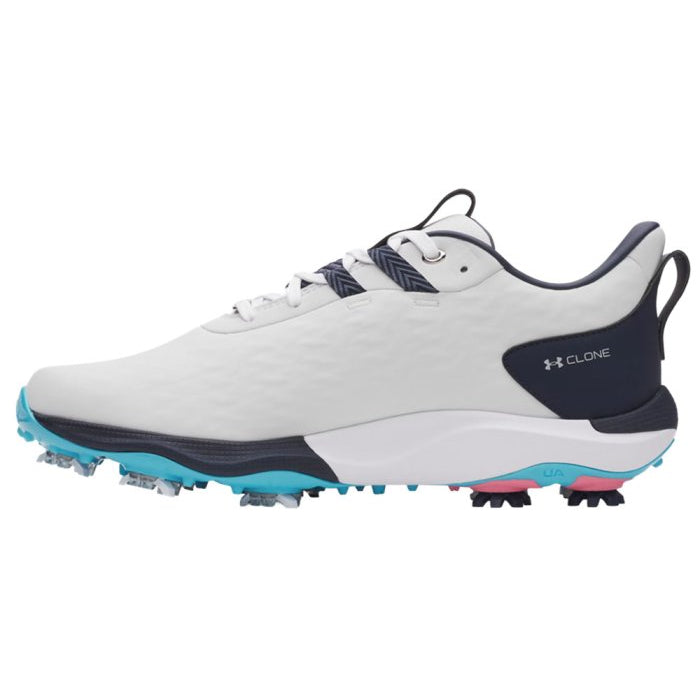 Under Armour Mens Drive Pro Clone Golf Shoes - White/Metallic Gun Metal
