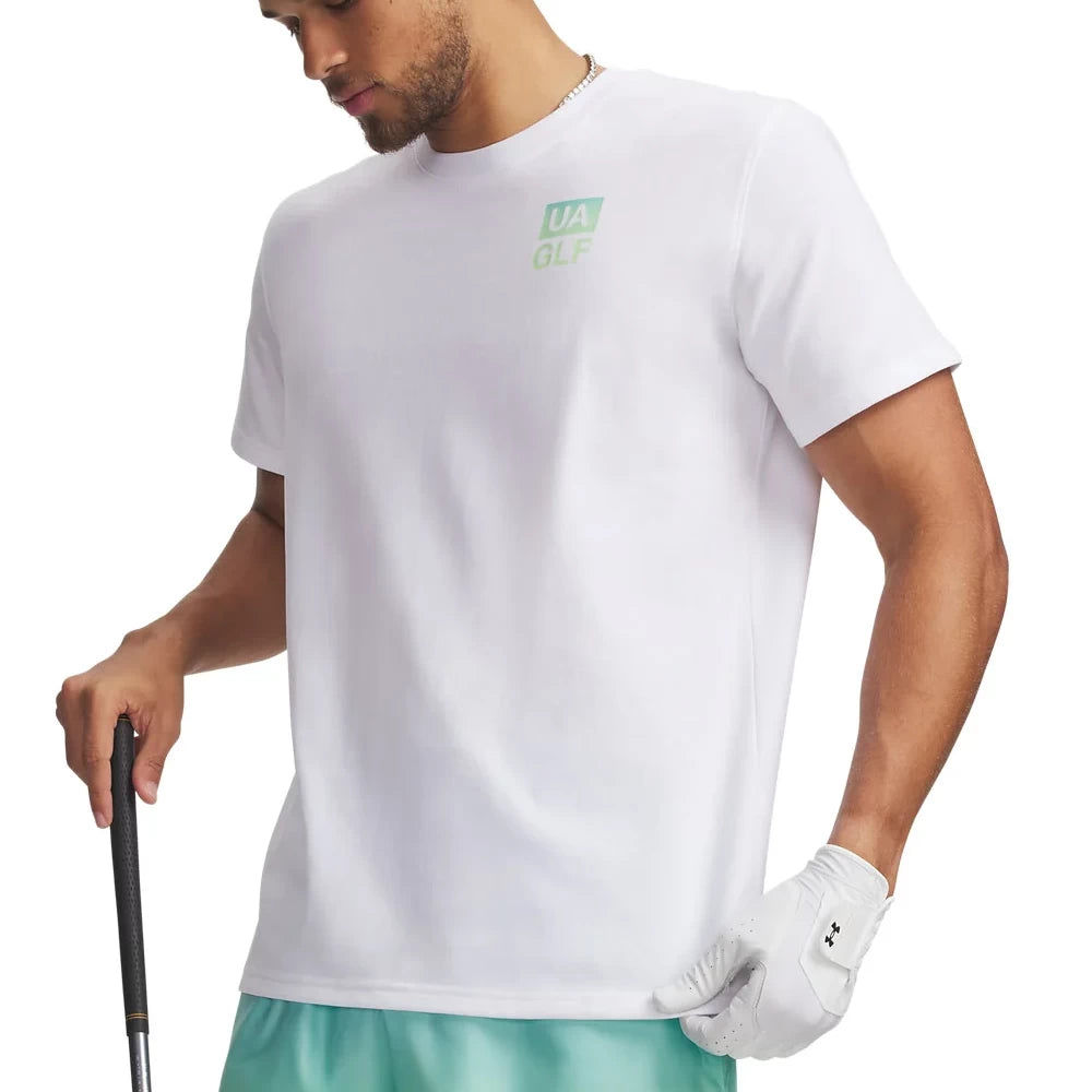 Under Armour Mens Caddy Speaking Short Sleeve Shirt White/Blue Haze