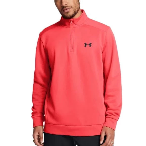Under Armour Mens Armour Fleece ¼ Zip Mid Layer Racer Red/Black