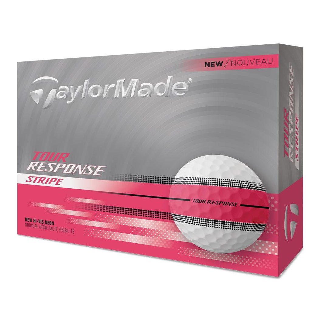 TaylorMade Tour Response Neon Stripe Golf Balls 1 Dozen (Pink)