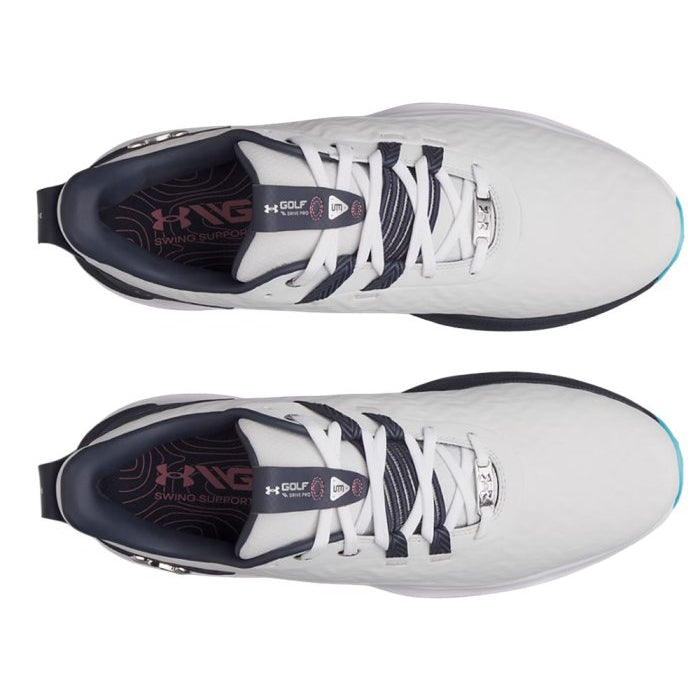 Under Armour Mens Drive Pro Clone Golf Shoes - White/Metallic Gun Metal